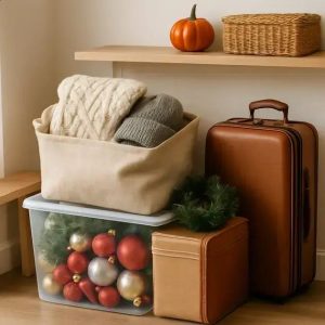 Organização de itens sazonais em apartamentos pequenos